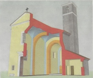 Una simulazione di come doveva essere la chiesa di San Zeno